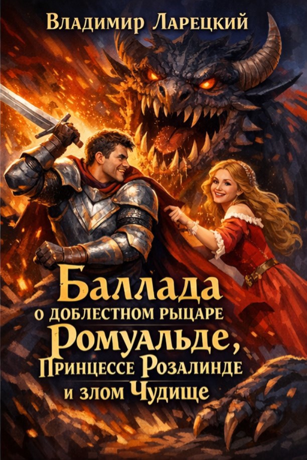 Обложка книги Баллада о доблестном рыцаре Ромуальде, Принцессе Розалинде и злом Чудище