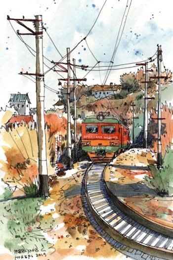 Обложка книги В элетропоезде