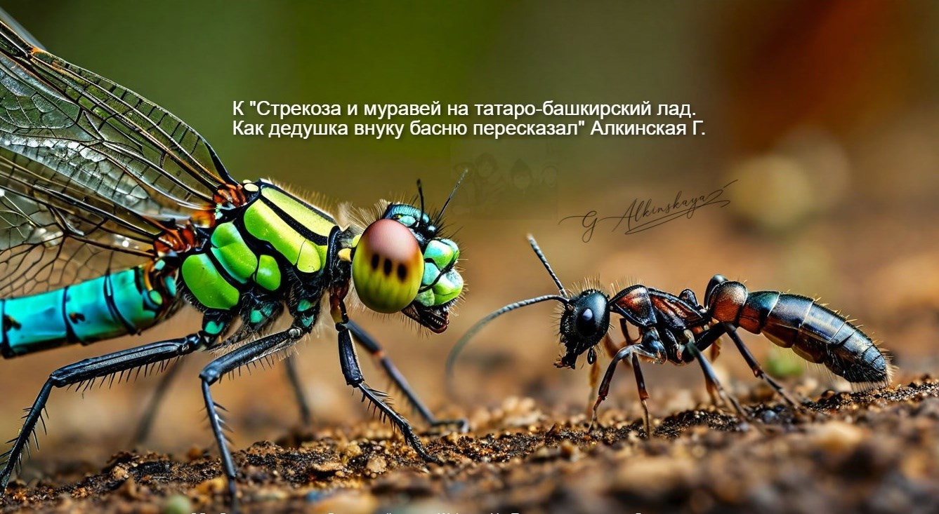 Обложка книги Стрекоза и муравей на татаро-башкирский лад. Как дедушка внуку басню пересказал