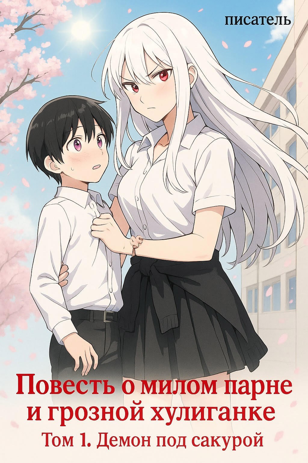 Обложка книги повесть о милом парне и грозной хулиганке том 1 демон под сакурой