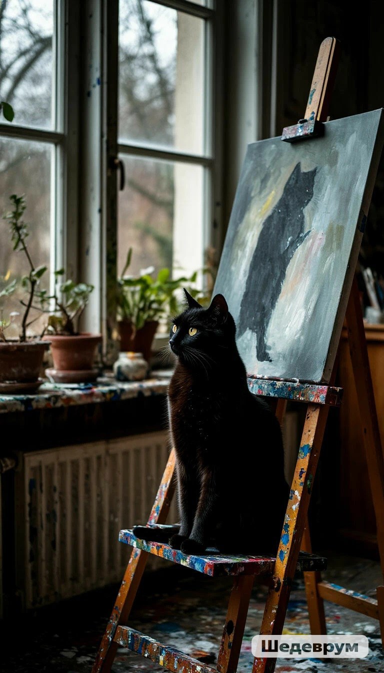 Обложка книги Мольберт и кошка