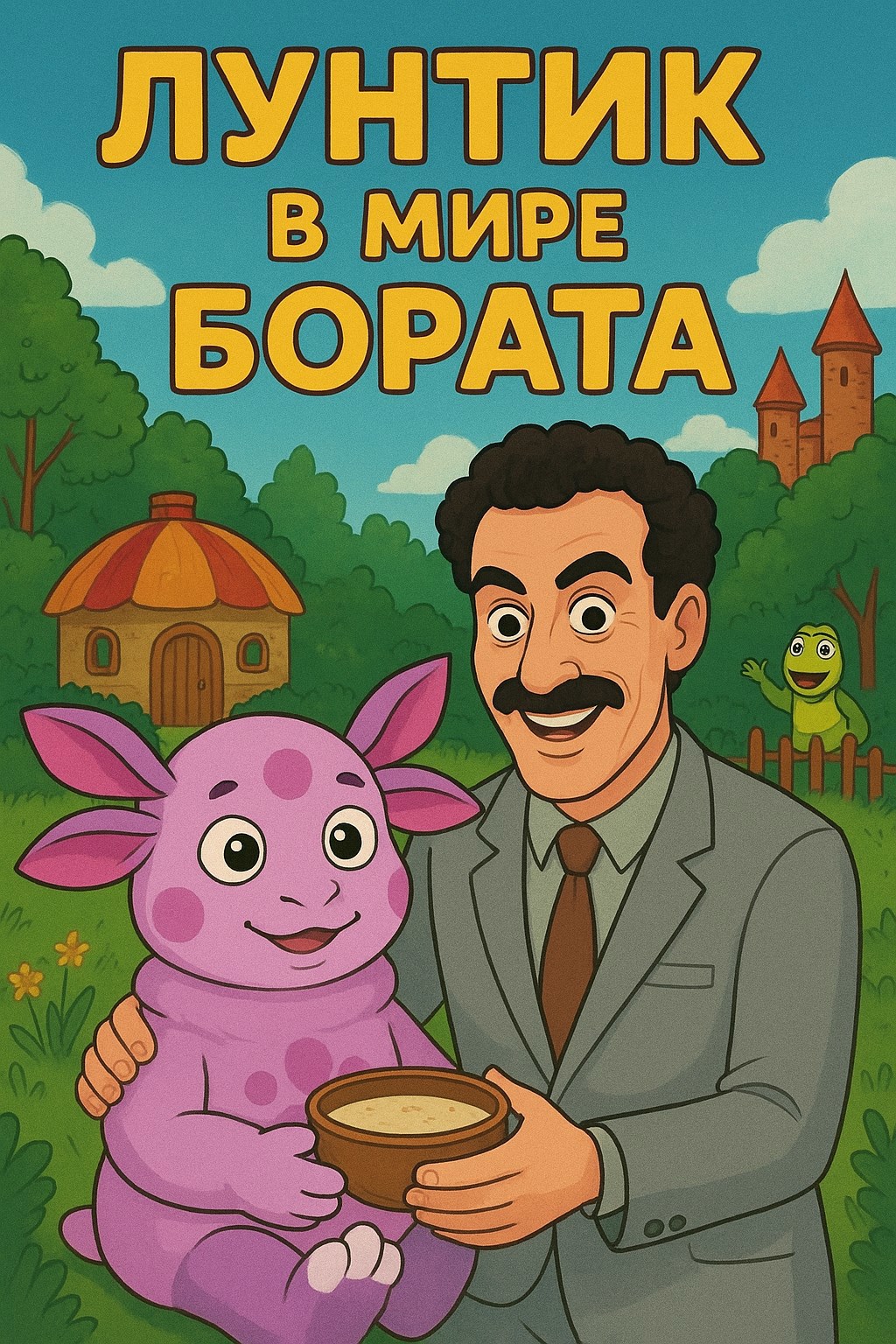 Обложка книги фанфик лунтик в мире борат