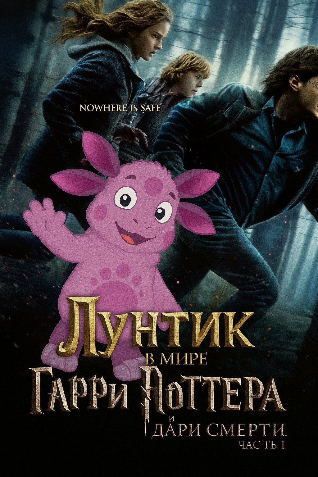 Обложка книги лунтик в мире гарри поттер и дары смерти части 1
