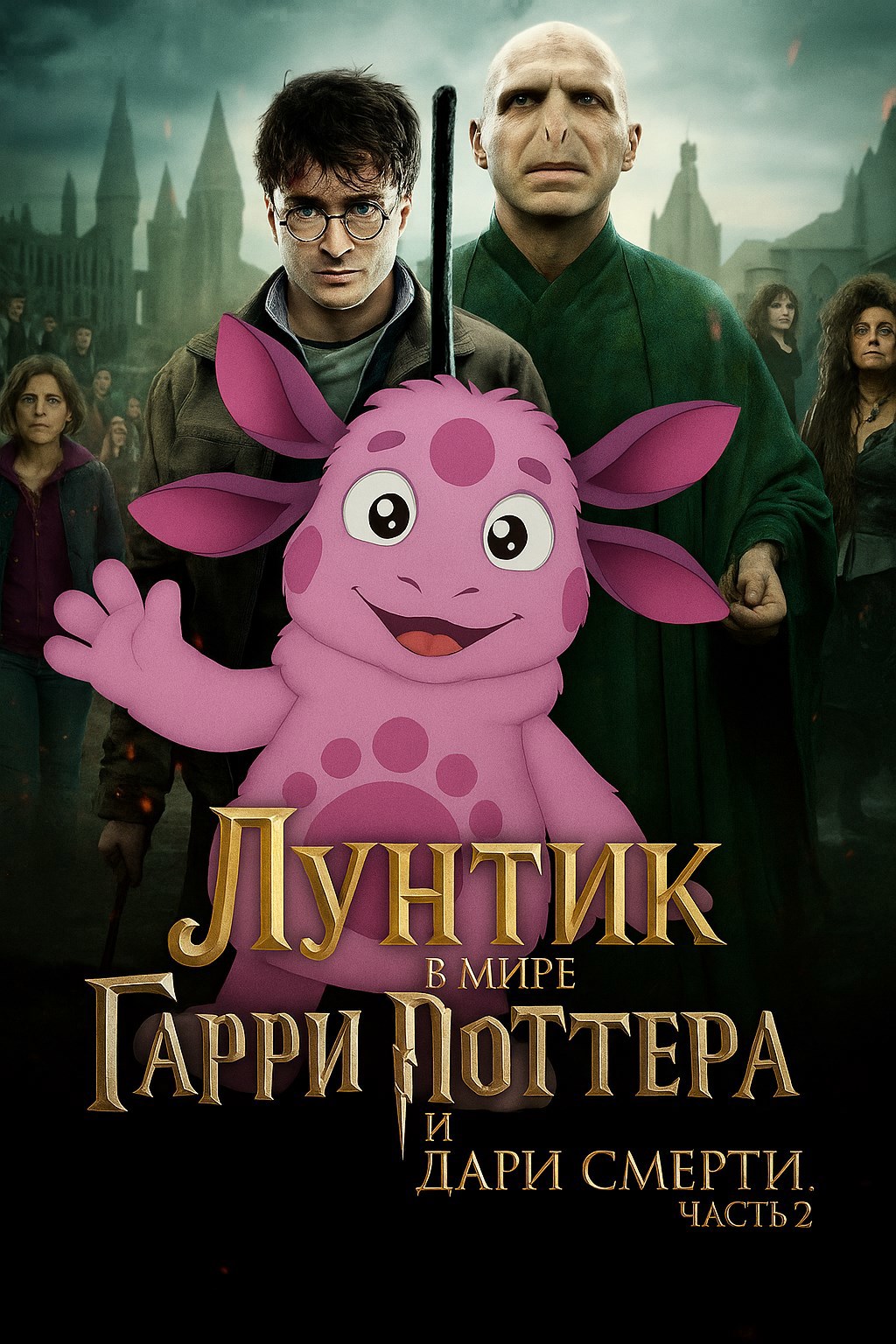 Обложка книги лунтик в мире гарри поттер и дары смерти часть 2