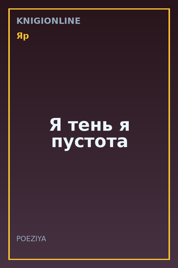 Обложка книги Я тень я пустота